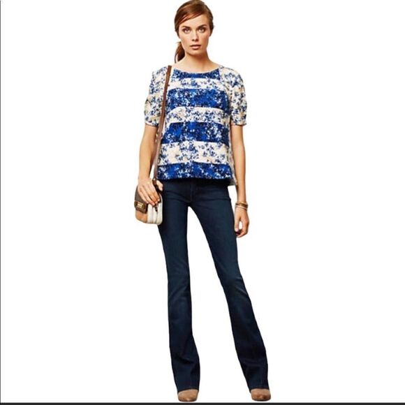 Anthropologie 9-H15 STCL Blue Puff Sleeve Pullover Blouse - Picture 2 of 13